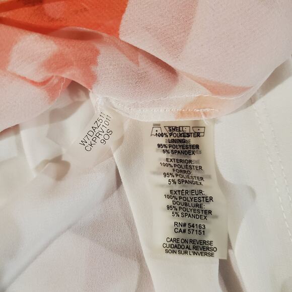 Calvin Klein Floral Sheer Tank Lined Slit Flutter Sleeve Chiffon Blouse Size 1X - Picture 9 of 11